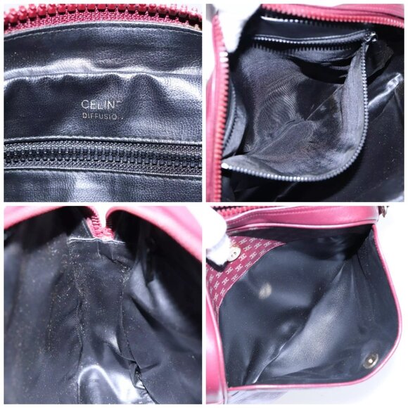 CELINE Macadam Canvas Shoulder Bag Red Gold Auth - Picture 15 of 16